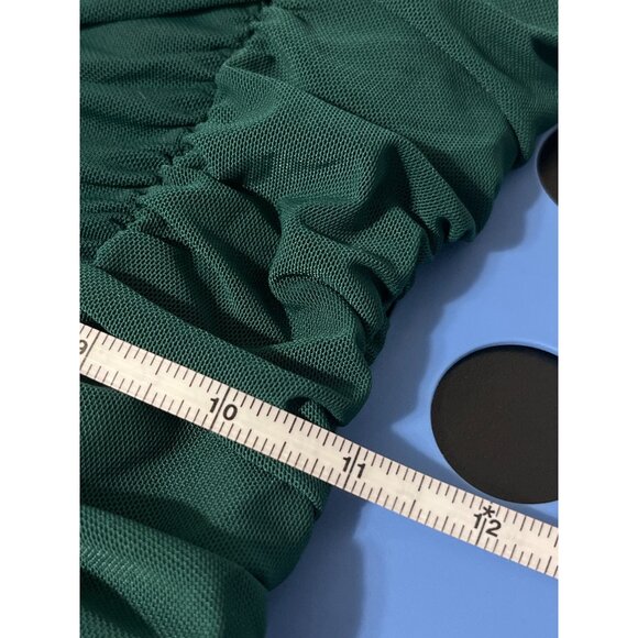 HELLO MOLLY Mini Dress Ruched Long Sleeve New in Emerald Green size 6 US - Picture 11 of 13